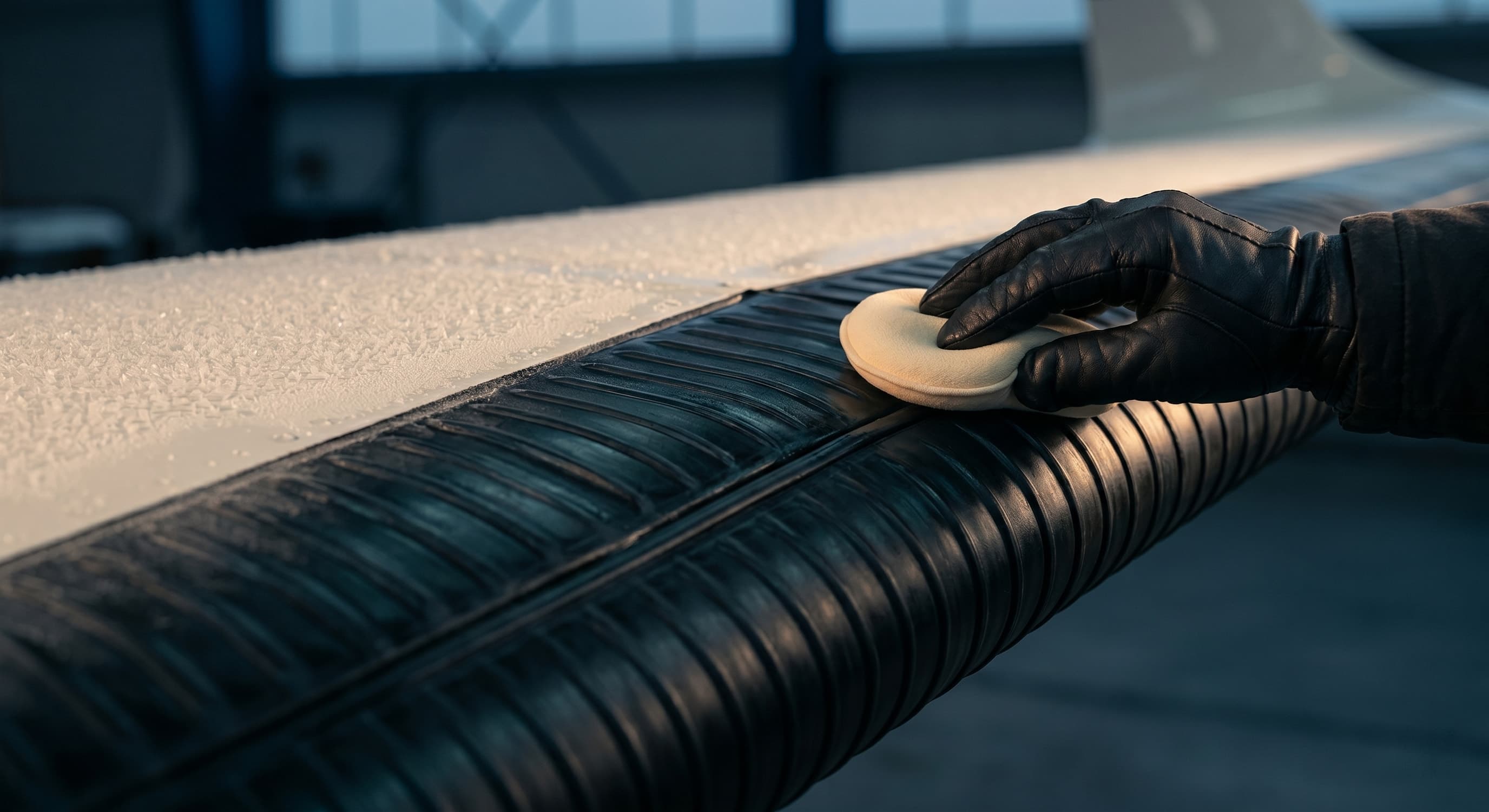 A business jet's leading edges exposed to winter de-icing