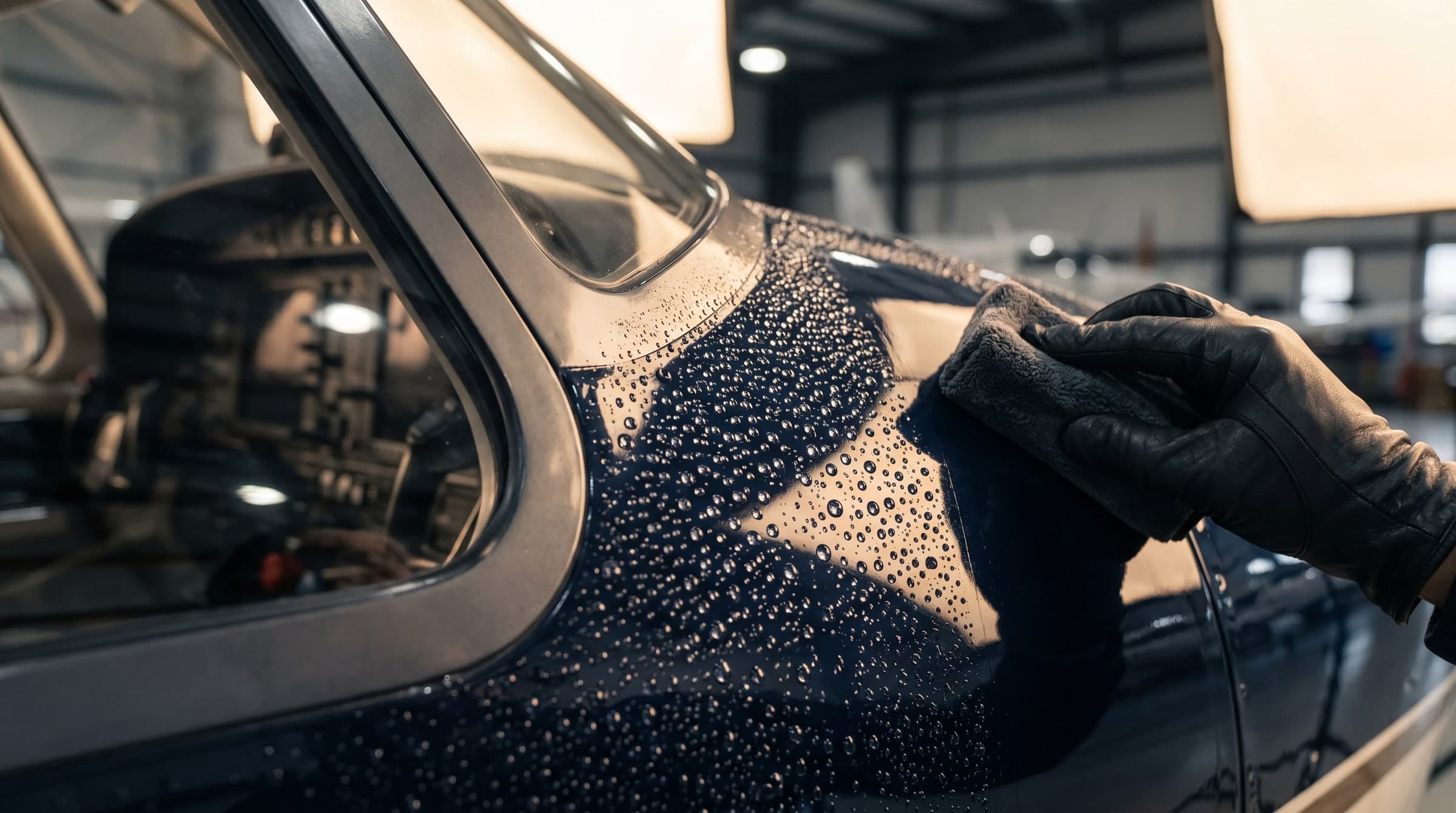 A private jet's painted surface protected with a ceramic coating